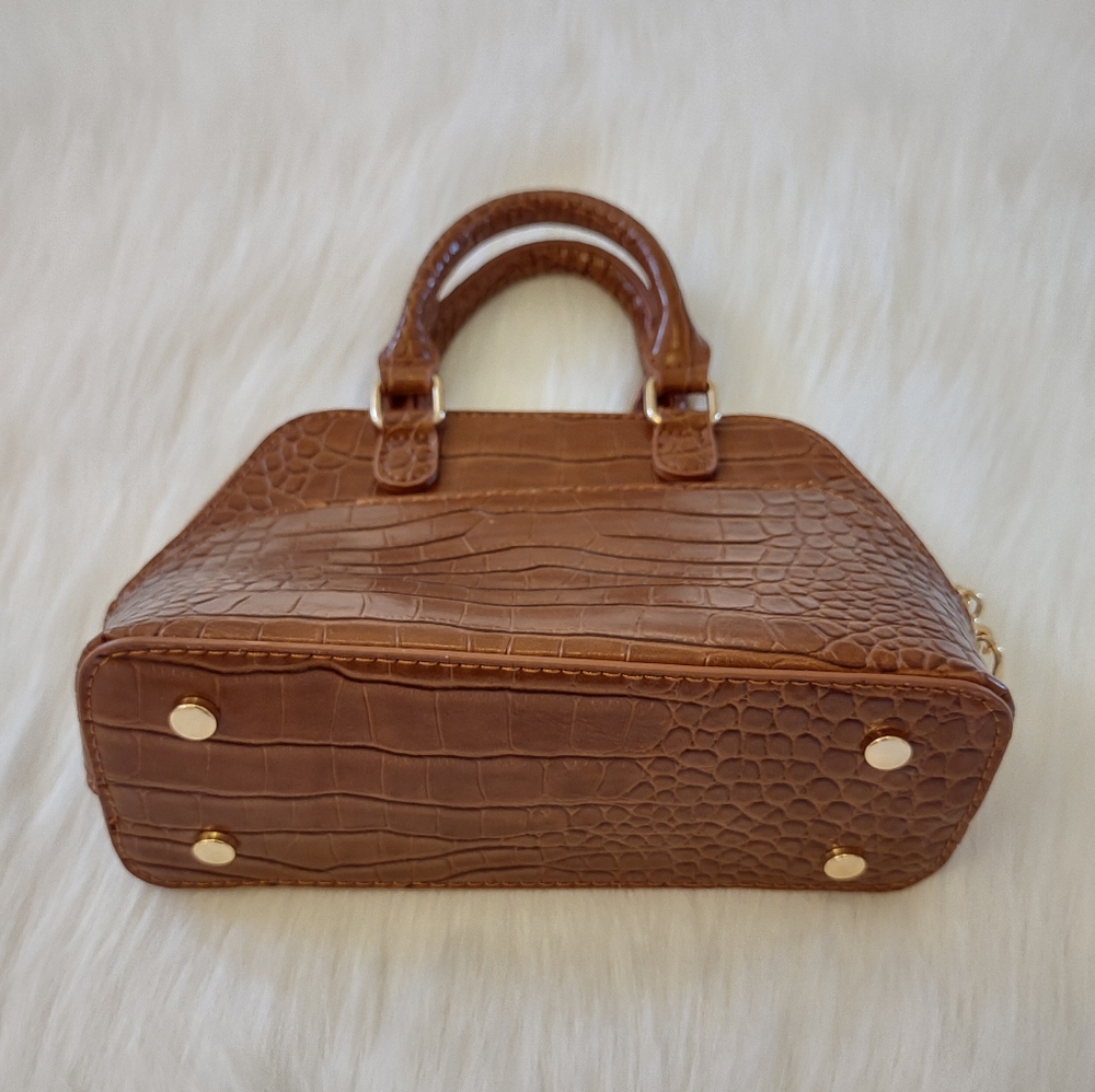Madison West Tan Croc Print Small Cosmetic Bag - Picture 5 of 10